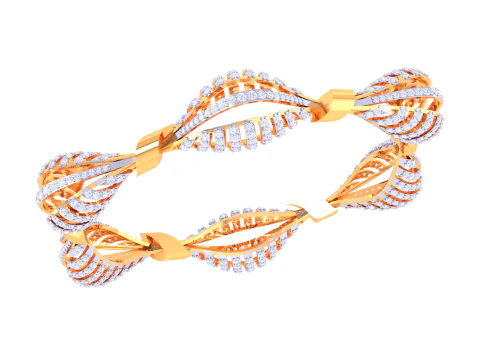 Dise&ntilde;o de joyer&iacute;a imprimible en 3D de brazalete con diamantes. Modelo 3D