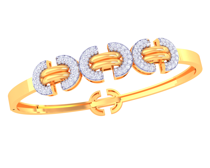 3D Printable Jewelry design of Bangle with diamonds 3D 模型 .c4d .max .obj .3ds .fbx .stl .blend