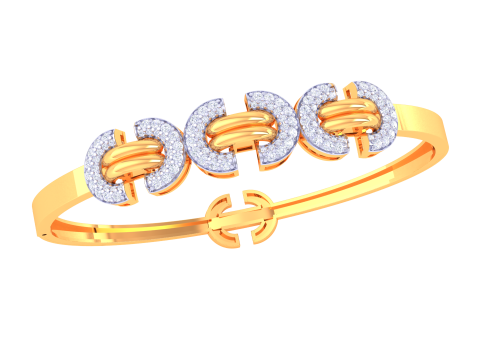3D Printable Jewelry design of Bangle with diamonds 3D Model