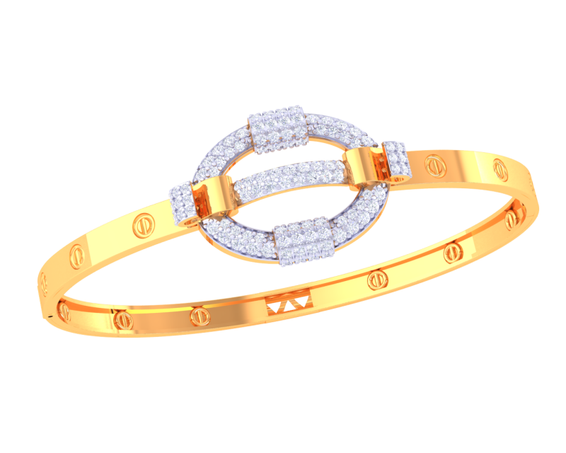 3D Printable Jewelry design of Bangle with diamonds 3Dモデル .c4d .max .obj .3ds .fbx .stl .blend