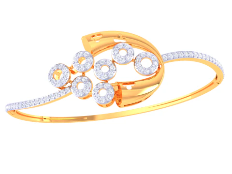 ダイヤモンドを使用したバングルの 3D 印刷可能なジュエリー デザイン 3Dモデル