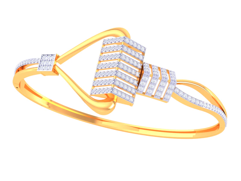 3D Printable Jewelry design of Bangle with diamonds 3D Model .c4d .max .obj .3ds .fbx .stl .blend 