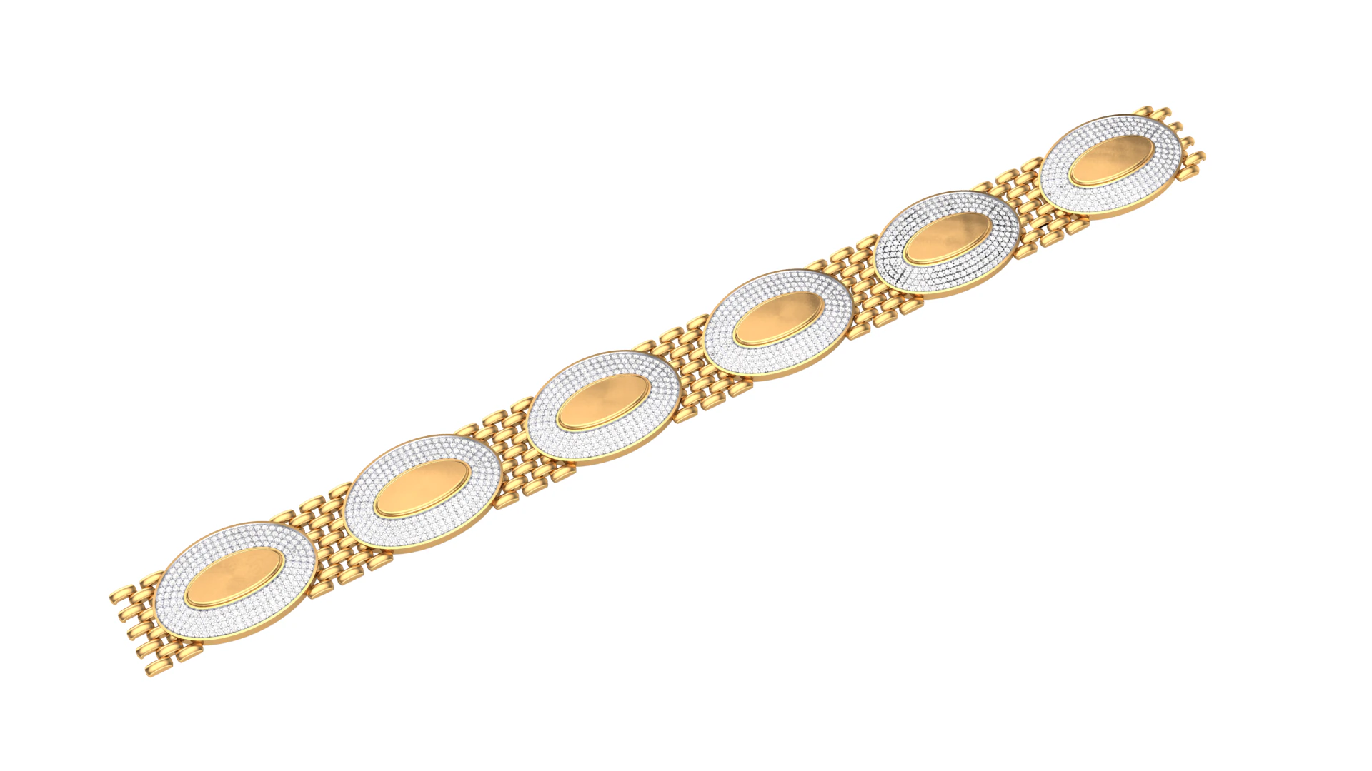 3D Printable Jewelry design of Bracelet with diamonds 3D Model .c4d .max .obj .3ds .fbx .stl .blend