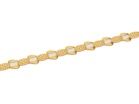 3D 印刷可能なダイヤモンド付きブレスレットのジュエリー デザイン 3Dモデル