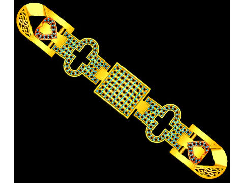 3D Printable Jewelry design of Bracelet with diamonds 3D Model