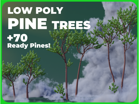 Low Poly Pine Trees 3D Модель