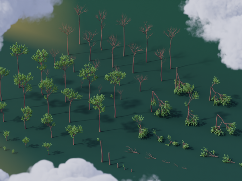 Low Poly Pine Trees Modèle 3D