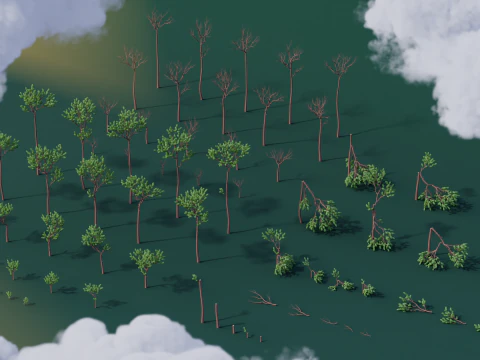 Pinheiros Low Poly Modelo 3D