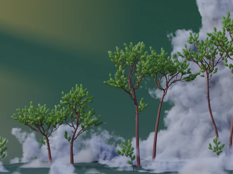 Pinheiros Low Poly Modelo 3D