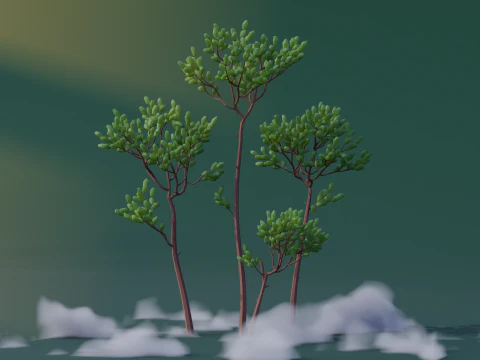 Pinheiros Low Poly Modelo 3D