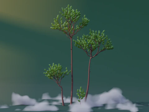 Pinheiros Low Poly Modelo 3D