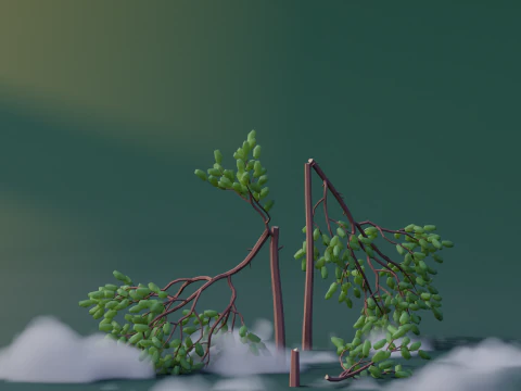 Pinheiros Low Poly Modelo 3D