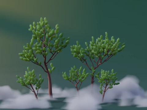 Pinheiros Low Poly Modelo 3D