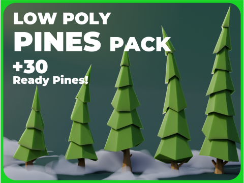 Low Poly Pines 3D Модель