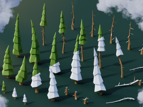Low Poly Pines 3D मॉडल