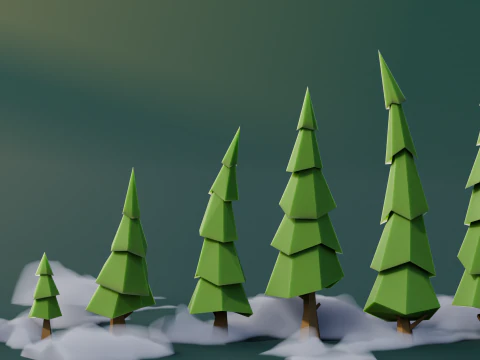 Low Poly Pines 3D Model