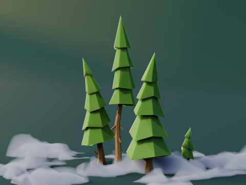 Low Poly Pines 3D मॉडल