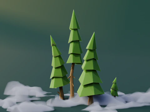 Low Poly Pines 3D Model