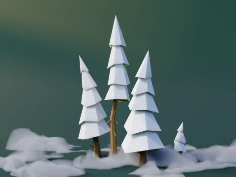 Low Poly Pines 3D Model