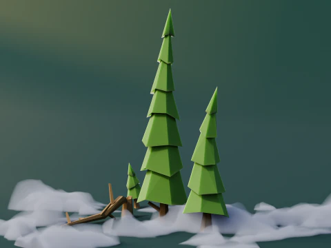 Low Poly Pines 3D Model