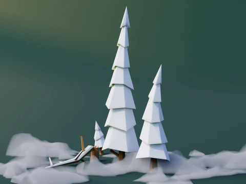 Low Poly Pines 3D Model