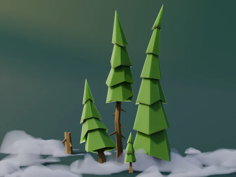 Low Poly Pines 3D Model