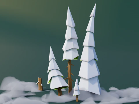 Low Poly Pines 3D Model