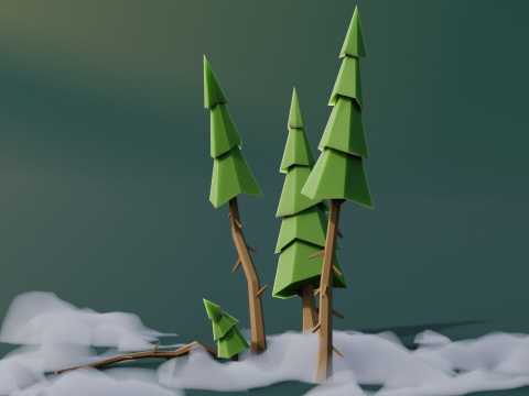 Low Poly Pines 3D मॉडल