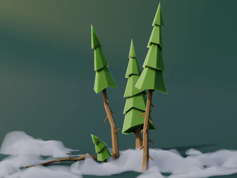Low Poly Pines 3D Model