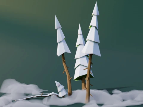 Low Poly Pines 3D Model