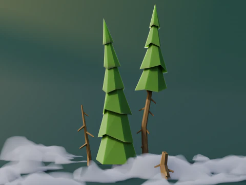 Low Poly Pines 3D Model