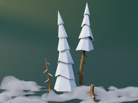 Low Poly Pines 3D Model