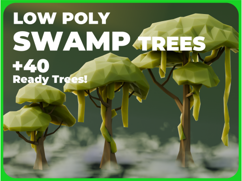 Low Poly Swamp Trees 3D Модель