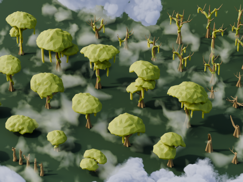 Low Poly Swamp Trees 3D Model