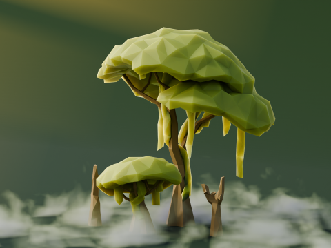Low Poly Swamp Trees 3D Model