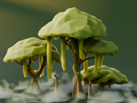 Arbres des marais Low Poly Modèle 3D