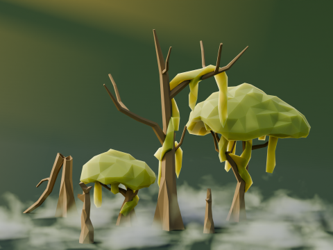 Low Poly Swamp Trees 3D Model