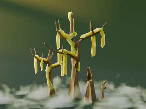 Low Poly Swamp Trees 3D Model
