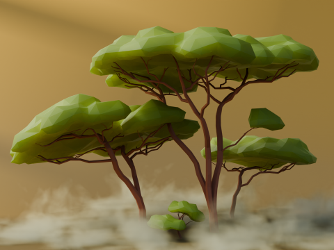 Low Poly Savanna Trees 3D Модель