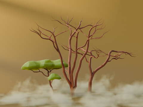 Low Poly Savanna Trees 3D Модель