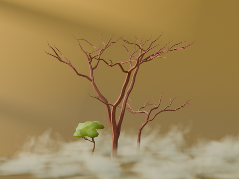 Low Poly Savanna Trees 3D Модель
