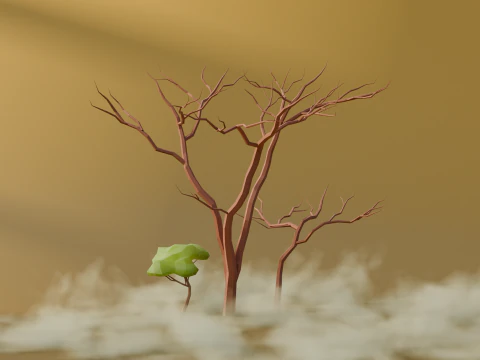 Low Poly Savanna Trees 3D Model