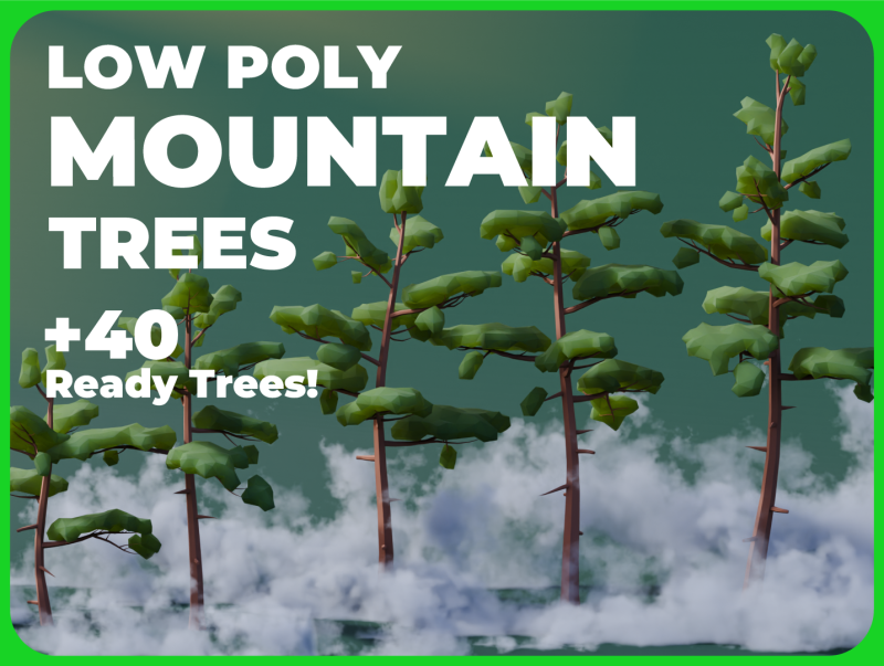 Low Poly Mountain Trees 3D 모델 .c4d .max .obj .3ds .fbx .stl .blend