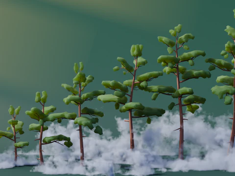 Low Poly Mountain Trees 3D Model