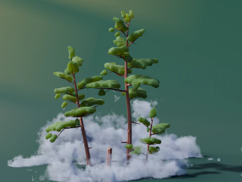 Low Poly Mountain Trees 3D Model