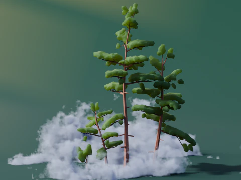 Low Poly Mountain Trees 3D Model