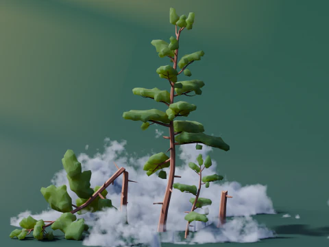 Low Poly Mountain Trees 3D Model