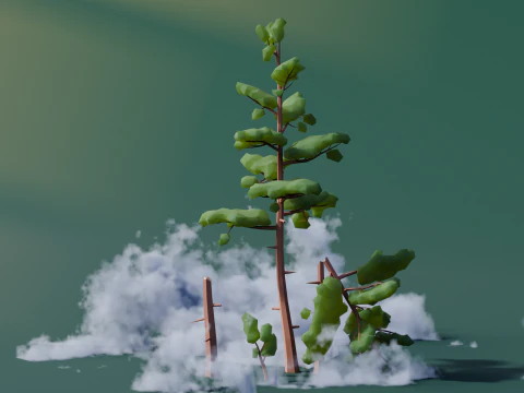 Low Poly Mountain Trees 3D Model