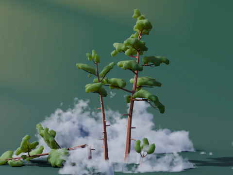 Low Poly Mountain Trees 3D Model