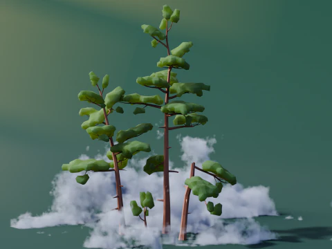 Low Poly Mountain Trees 3D Model